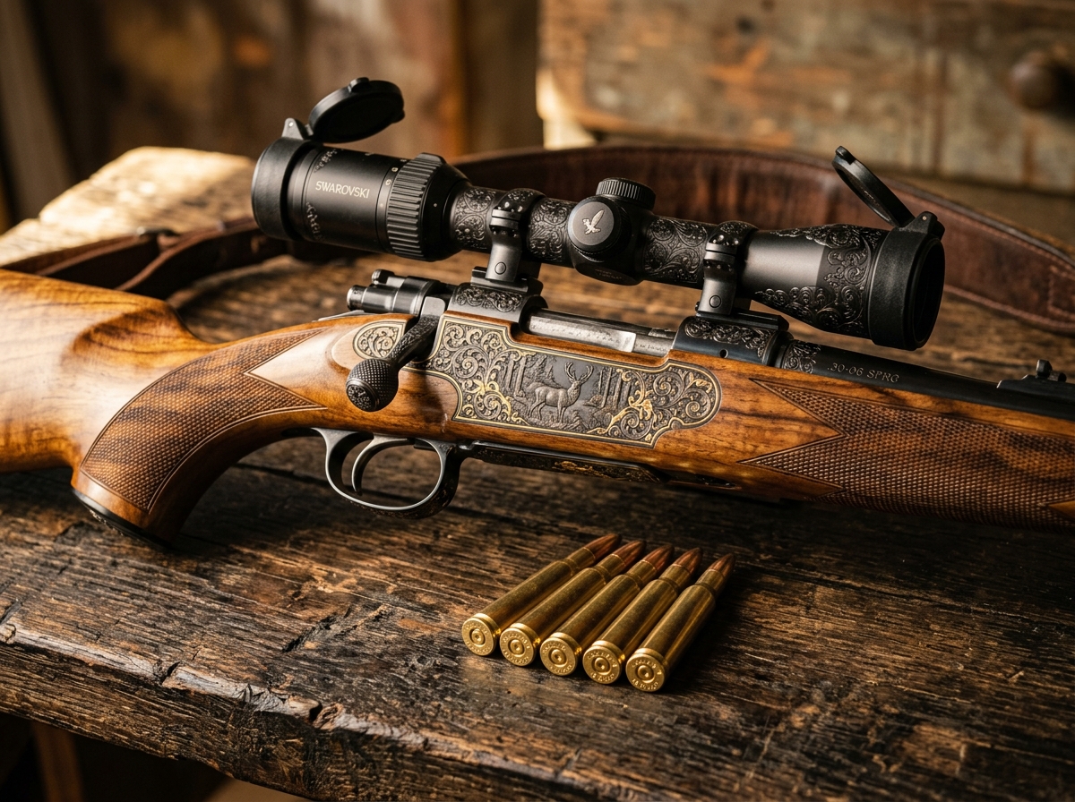 Carabine gravée